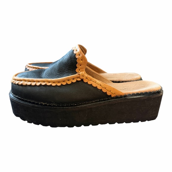 ANTHROPOLOGIE Seychelles Stand Tall Slip-On Flats Black Platform Mules Clogs 7 - Picture 5 of 13